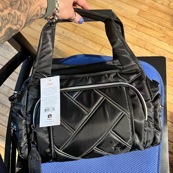 lug Bags Lug Rumble Satchel Crossbody Bag Black Icepop Stitch Bnwt